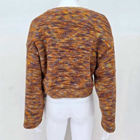 Zara Cropped Baggy Crewneck Soft Sweater Orange L - Picture 2 of 4